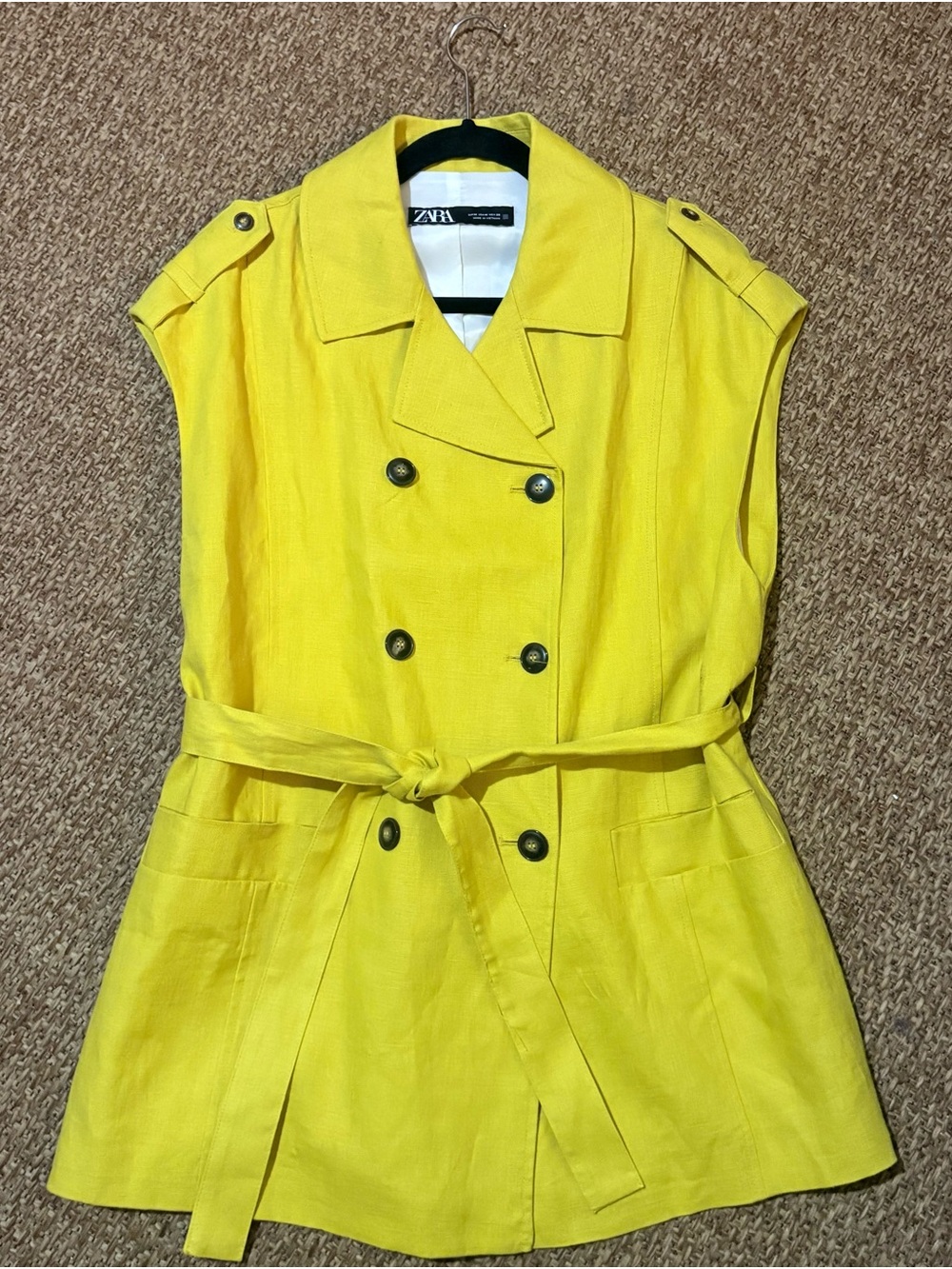 Zara Bright Yellow Sleeveless Trench Dress